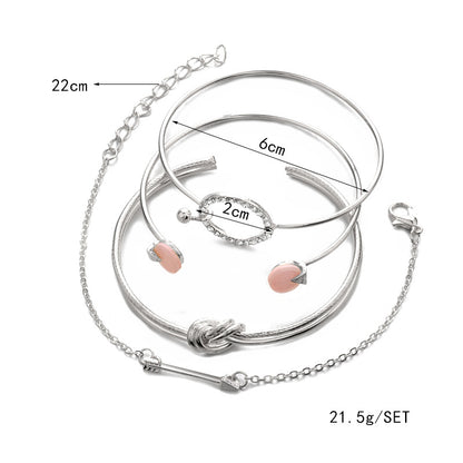 Stylish Knotted Ring Circle Diamond Arrow Bracelet Jewelry