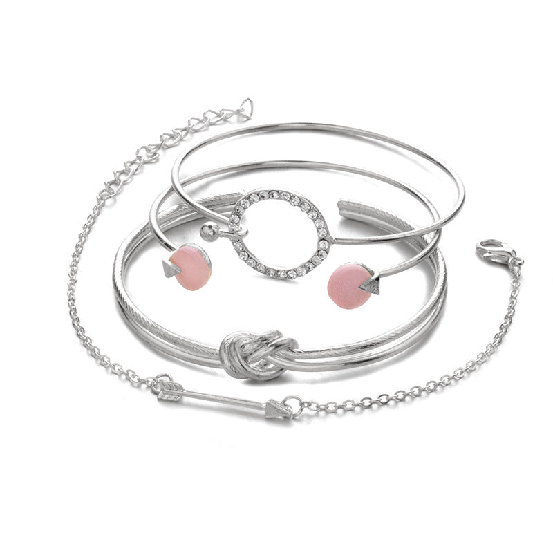 Stylish Knotted Ring Circle Diamond Arrow Bracelet Jewelry
