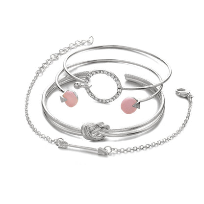 Stylish Knotted Ring Circle Diamond Arrow Bracelet Jewelry