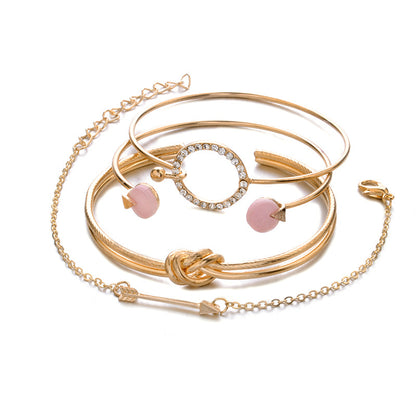Stylish Knotted Ring Circle Diamond Arrow Bracelet Jewelry